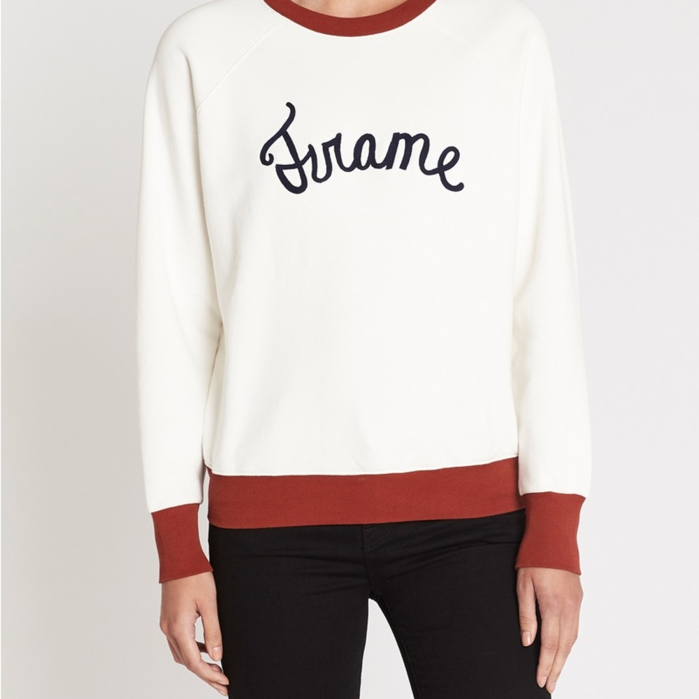 Frame Denim Cream and Red Sweatshirt